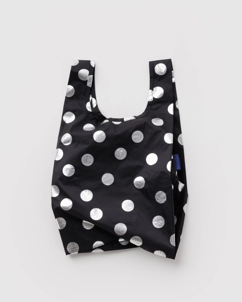 Baby Baggu: Silver Metallic Polka Dot