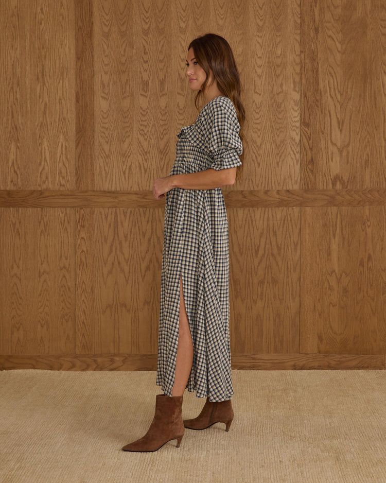 Birdie Dress in Navy Check