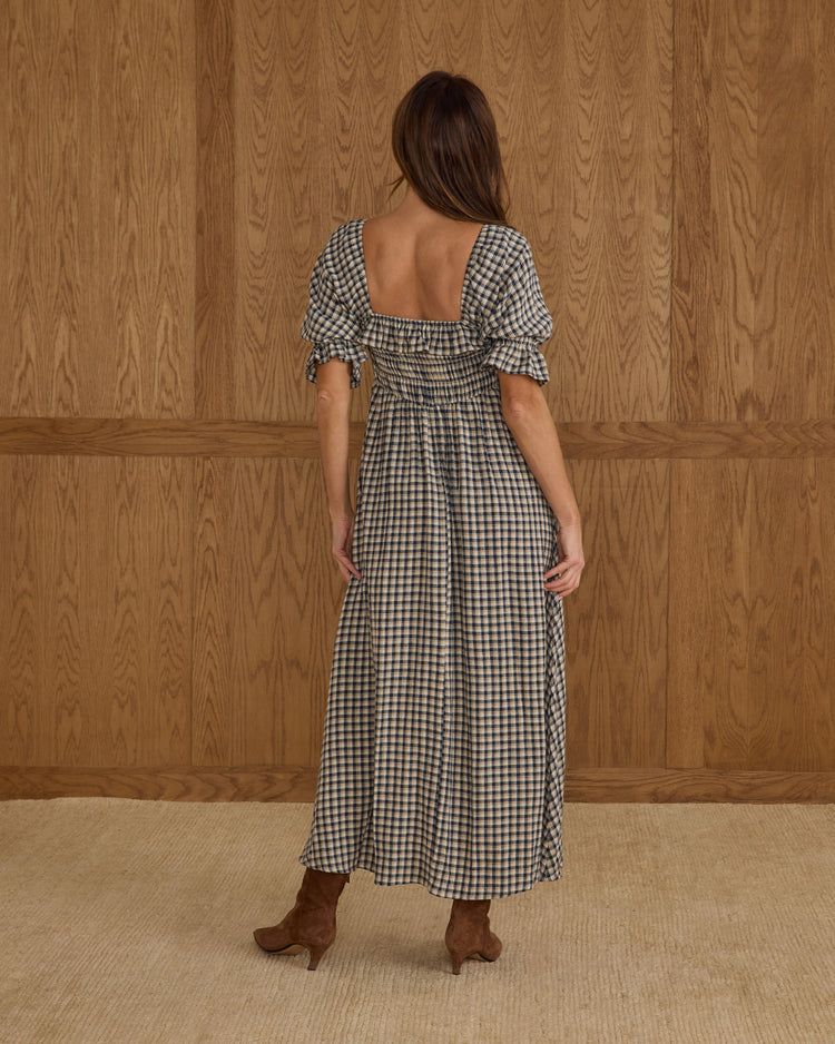 Birdie Dress in Navy Check