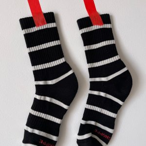 Boyfriend Socks in Black Stripe - Image 2