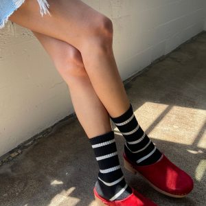 Boyfriend Socks in Black Stripe - Image 1