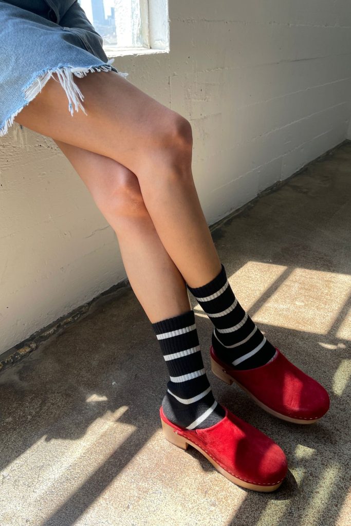 Boyfriend Socks in Black Stripe