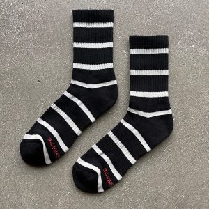 Boyfriend Socks in Black Stripe - Image 4