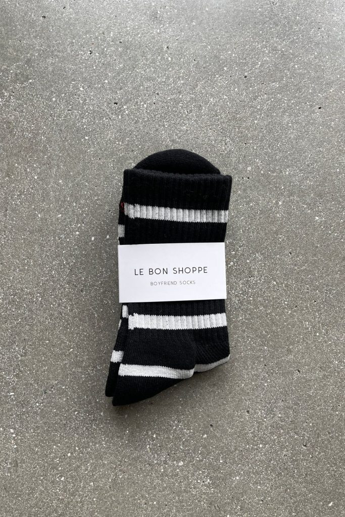 Boyfriend Socks in Black Stripe