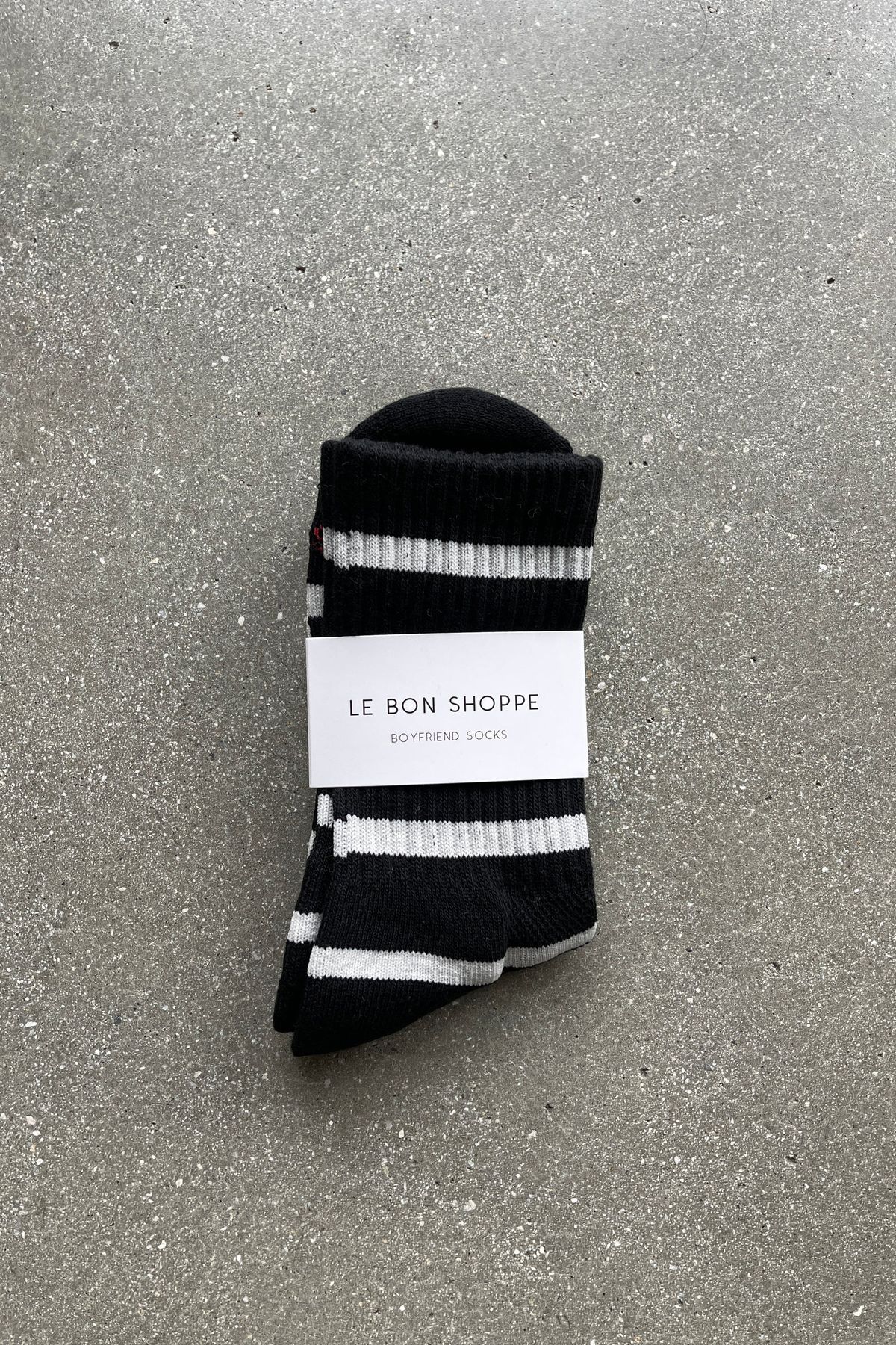 Boyfriend Socks in Black Stripe - Image 3