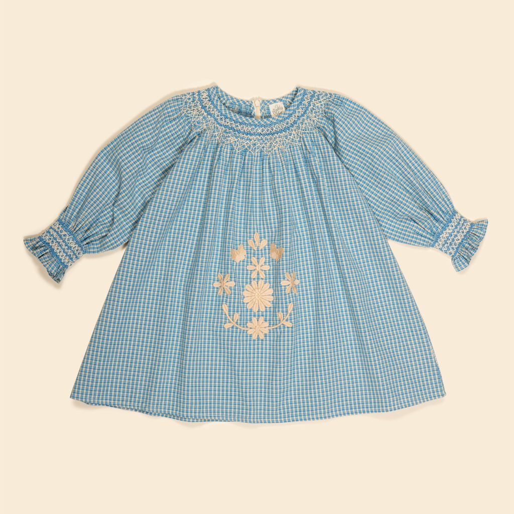 Cece Smock Dress in Tablecheck Marine