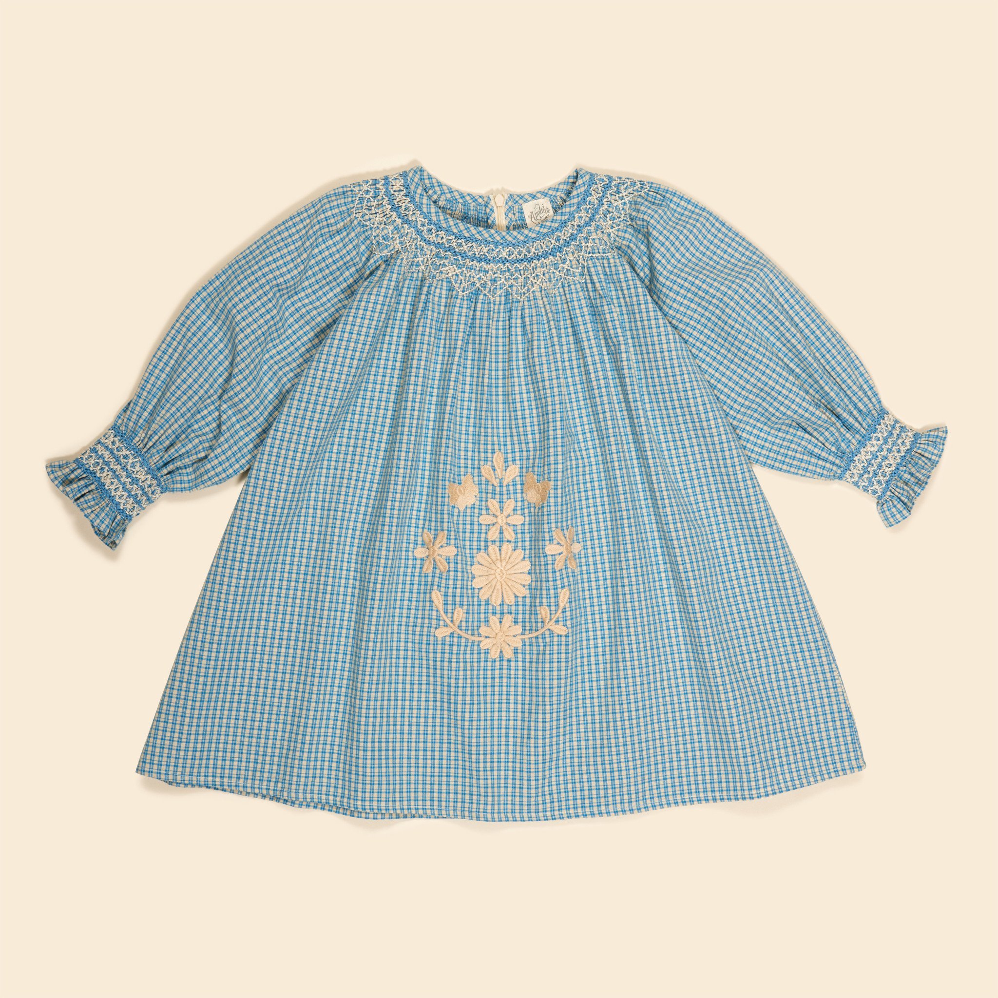 Cece Smock Dress in Tablecheck Marine - Image 1