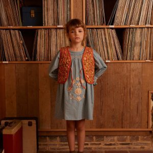 Cece Smock Dress in Tablecheck Marine - Image 4