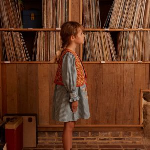 Cece Smock Dress in Tablecheck Marine - Image 3