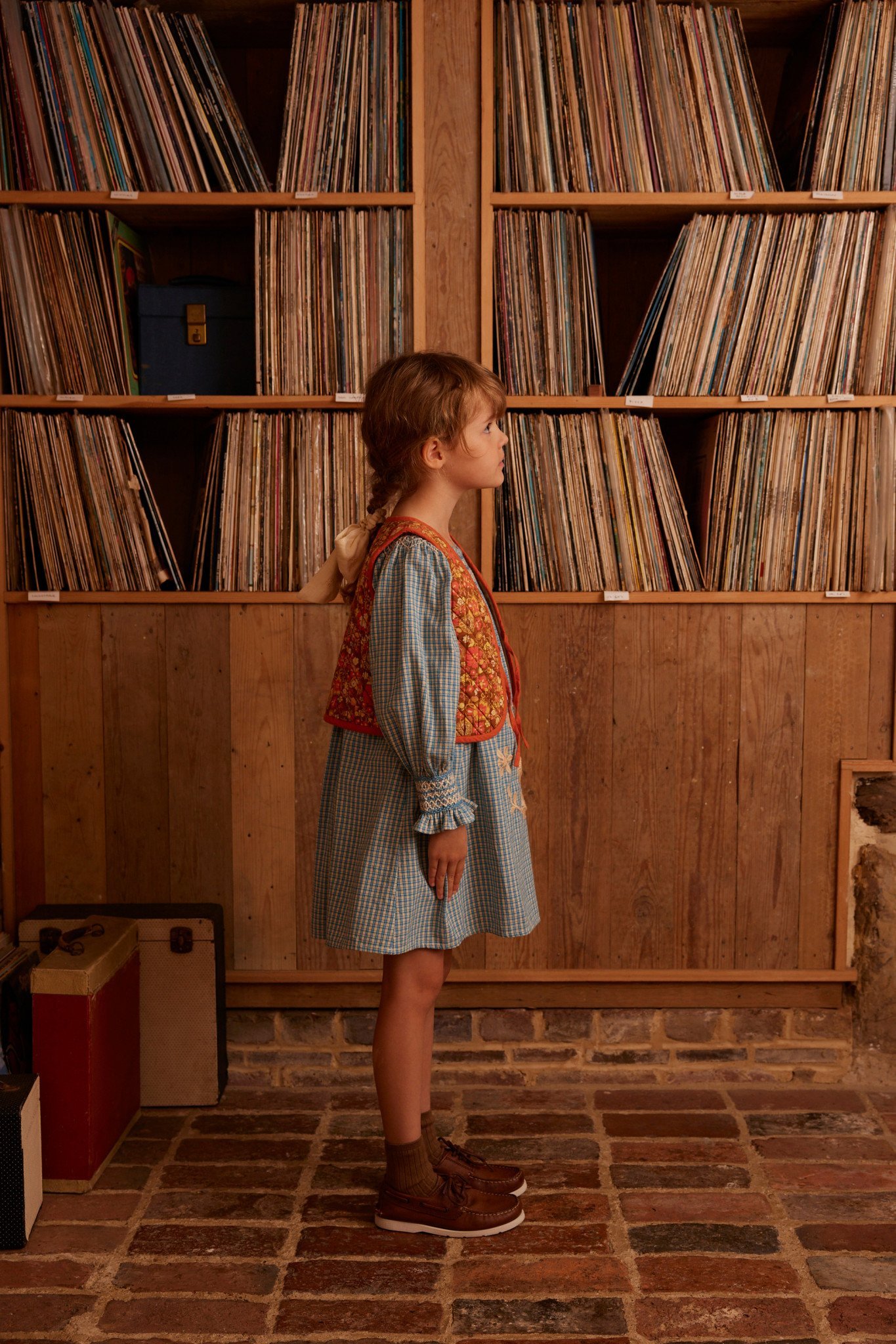 Cece Smock Dress in Tablecheck Marine - Image 3
