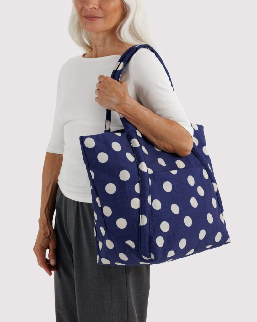 Cloud Bag: Navy and Cream Polka Dot