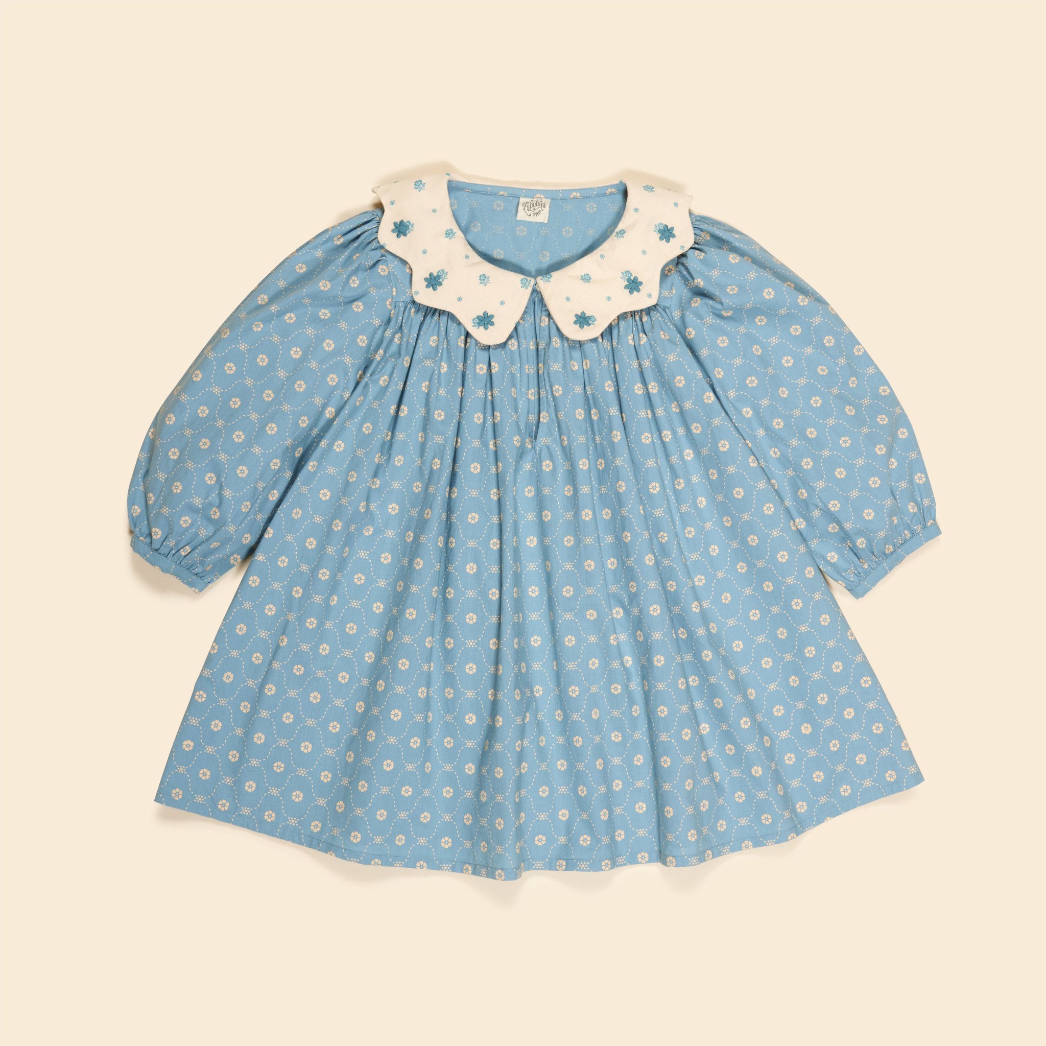 Esther Dress in Quilt Calico Blue Pebble - Image 1