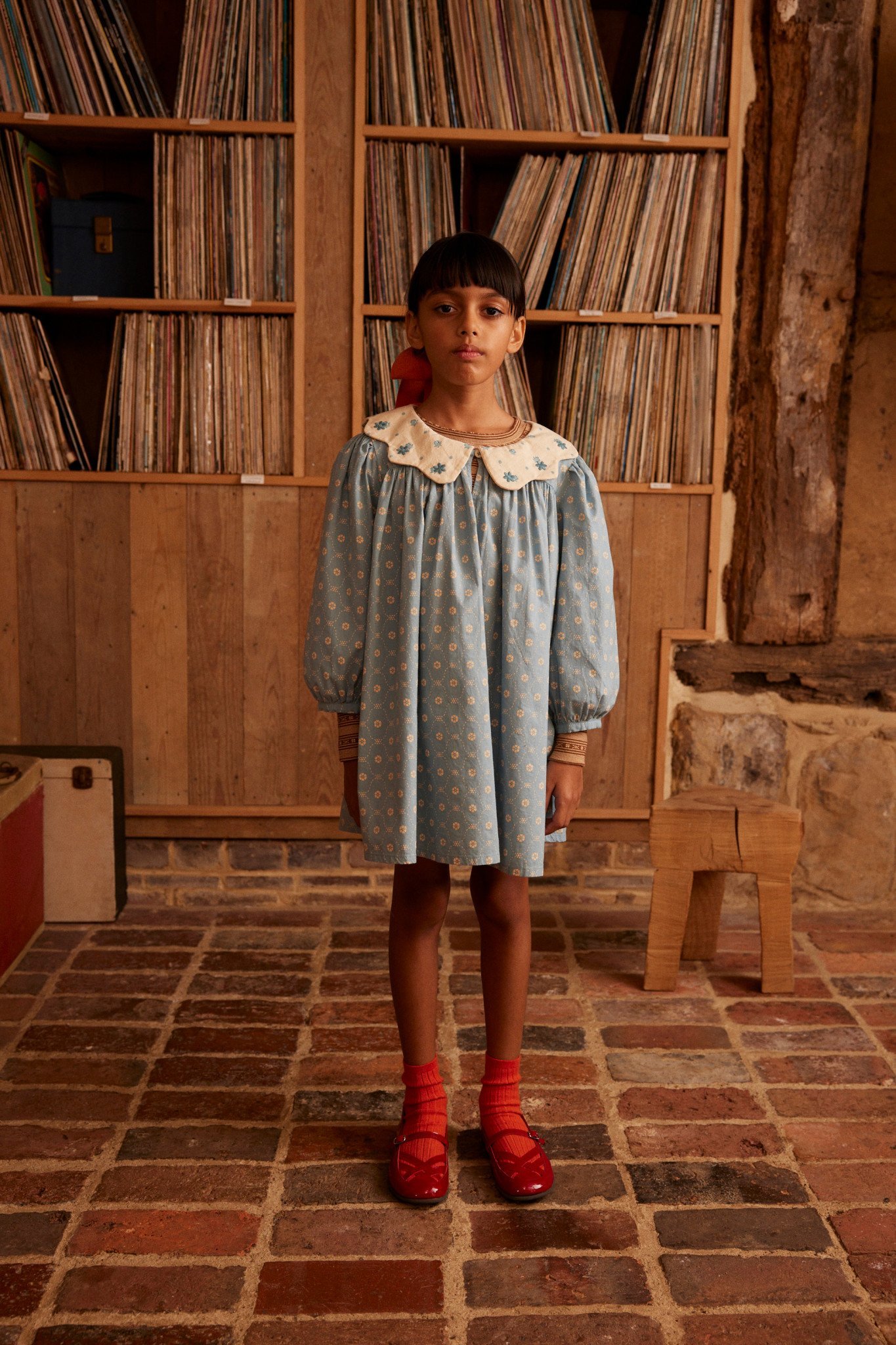Esther Dress in Quilt Calico Blue Pebble - Image 6