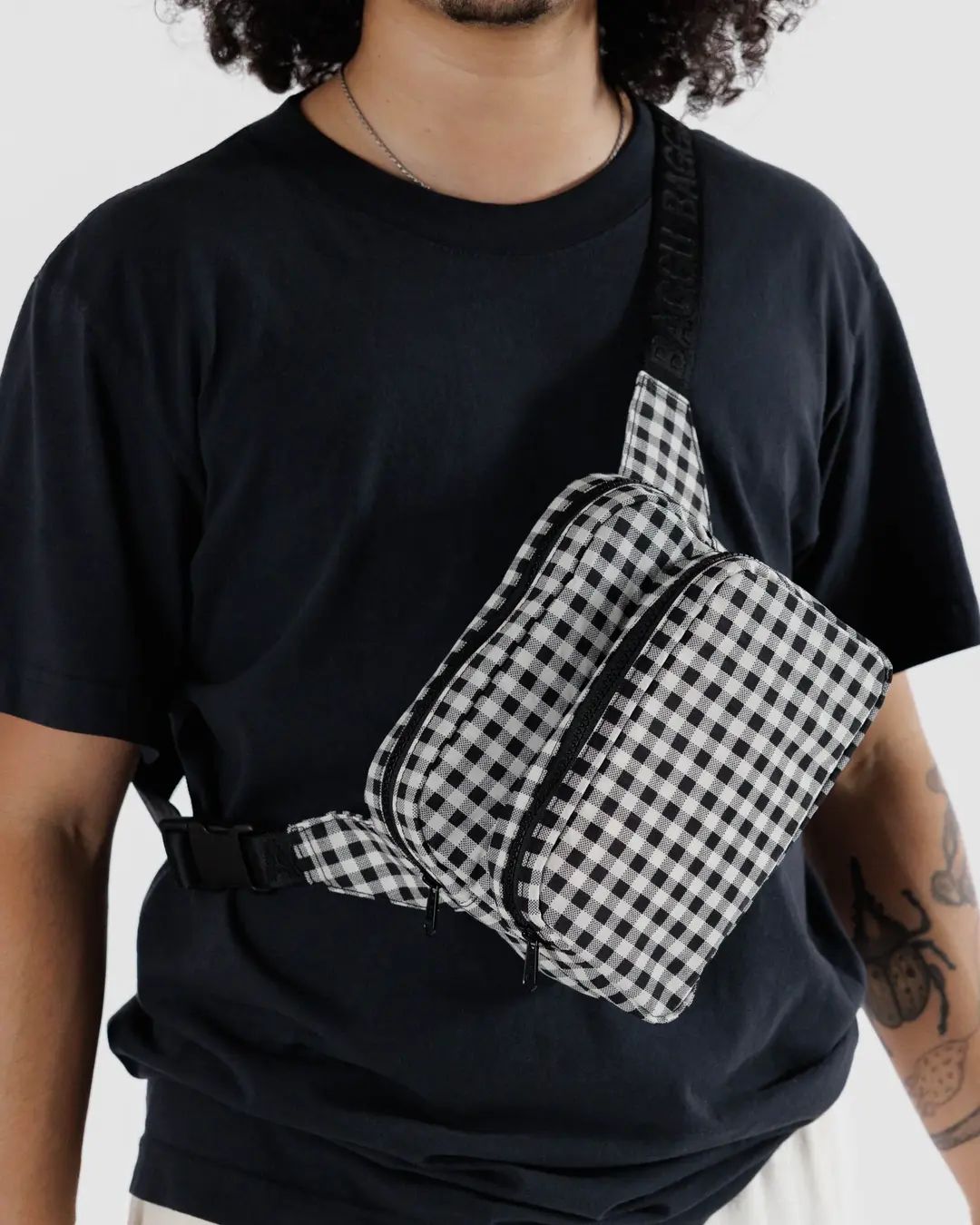 Fanny Pack in Black and White Gingham - Image 2