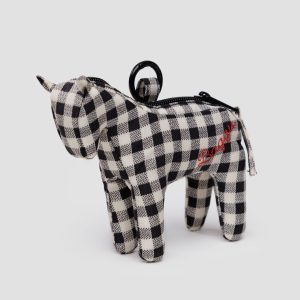 Horse Bag Charm: Black and White Gingham - Image 1