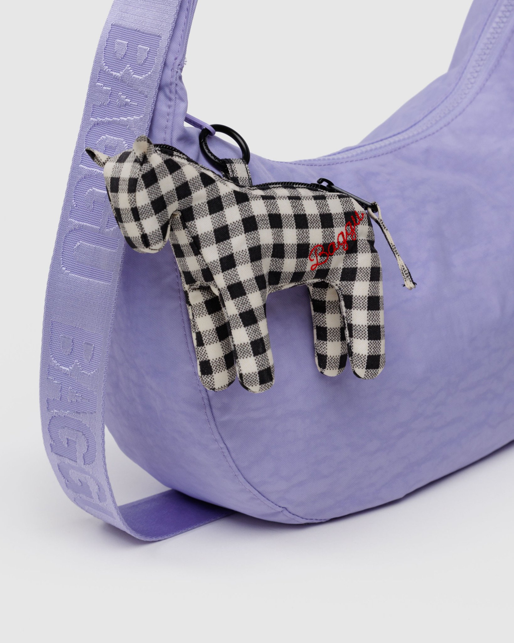 Horse Bag Charm: Black and White Gingham - Image 2