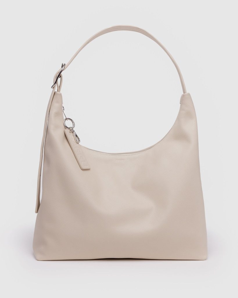 Recycled Leather Shoulder Bag in Stone