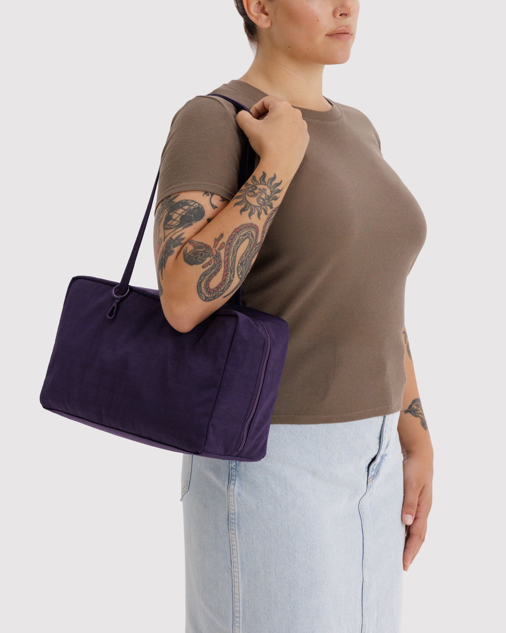 Medium Nylon Bowler Bag: Fig - Image 4