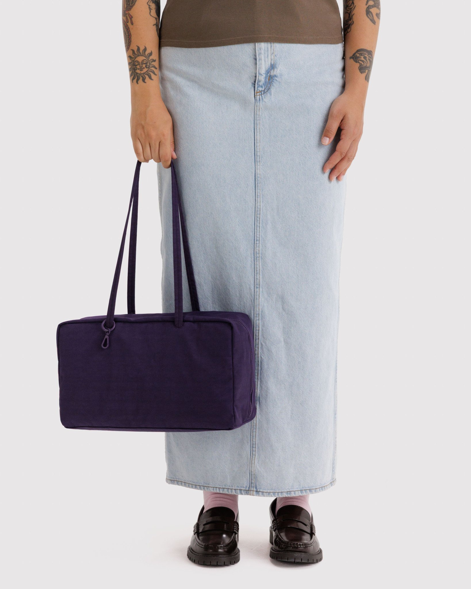 Medium Nylon Bowler Bag: Fig - Image 3