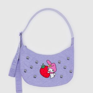 Medium Nylon Crescent Bag: Embroidered My Melody Strawberry - Image 1