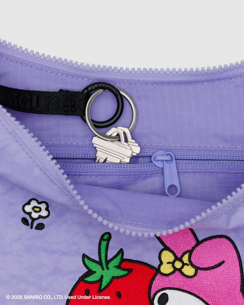Medium Nylon Crescent Bag: Embroidered My Melody Strawberry