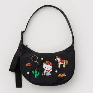 Medium Nylon Crescent Bag in Embroidered Hello Kitty Western - Image 1