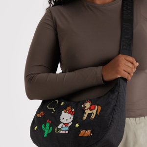 Medium Nylon Crescent Bag in Embroidered Hello Kitty Western - Image 4