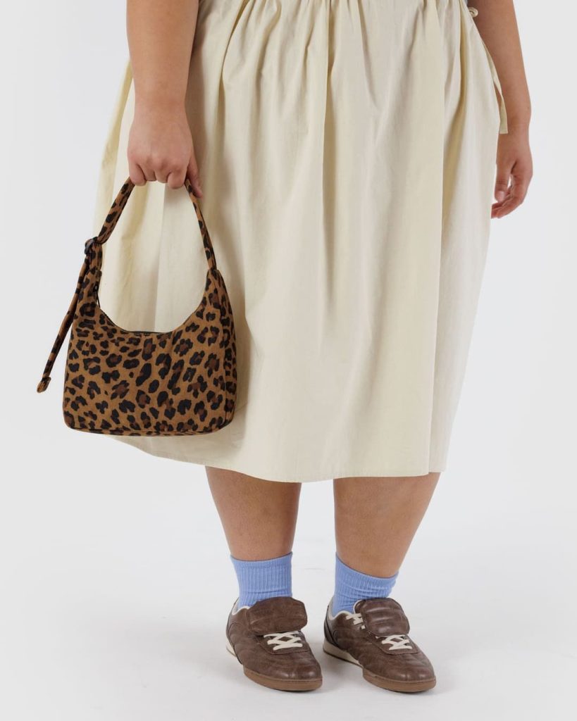 Mini Nylon Shoulder Bag: Leopard