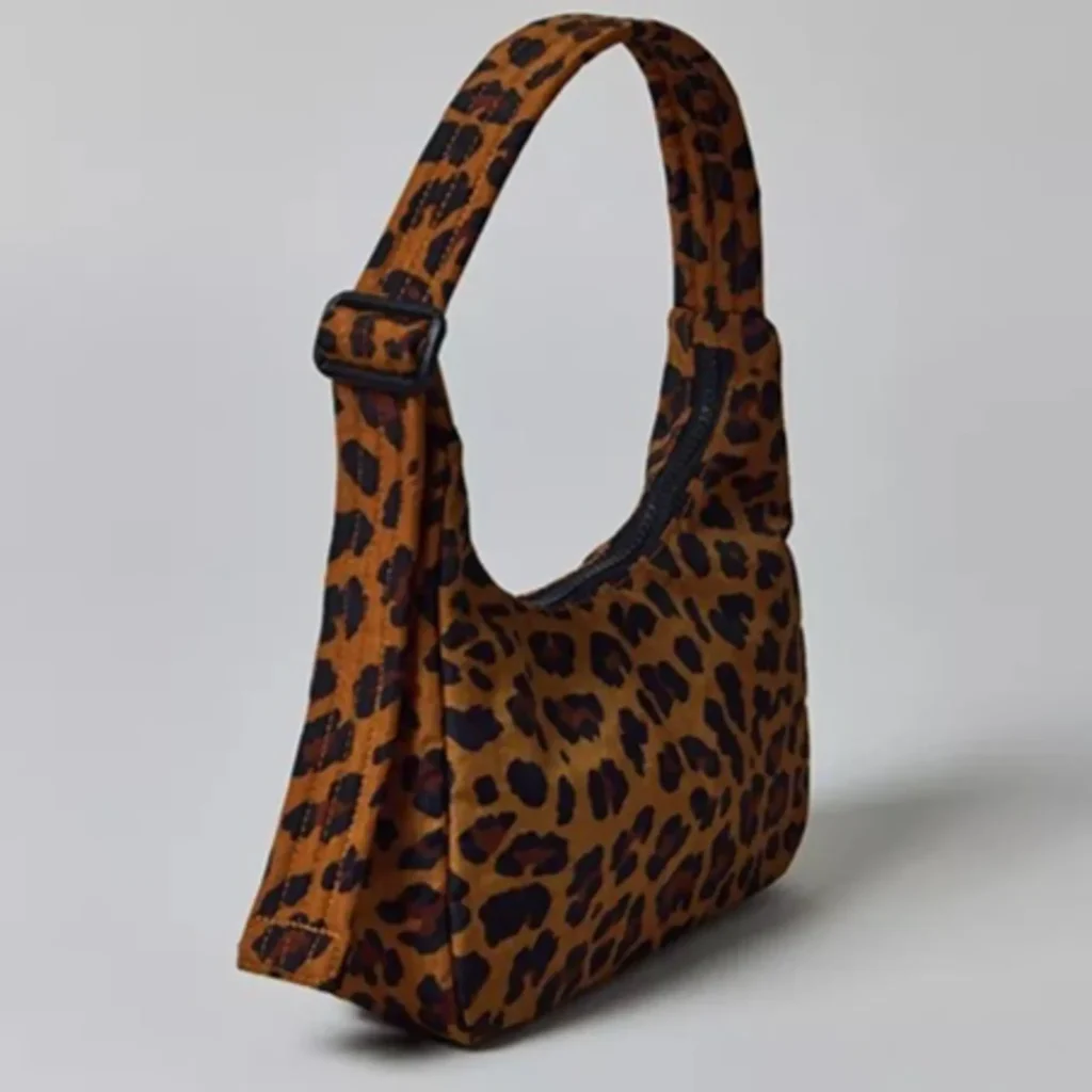 Mini Nylon Shoulder Bag: Leopard