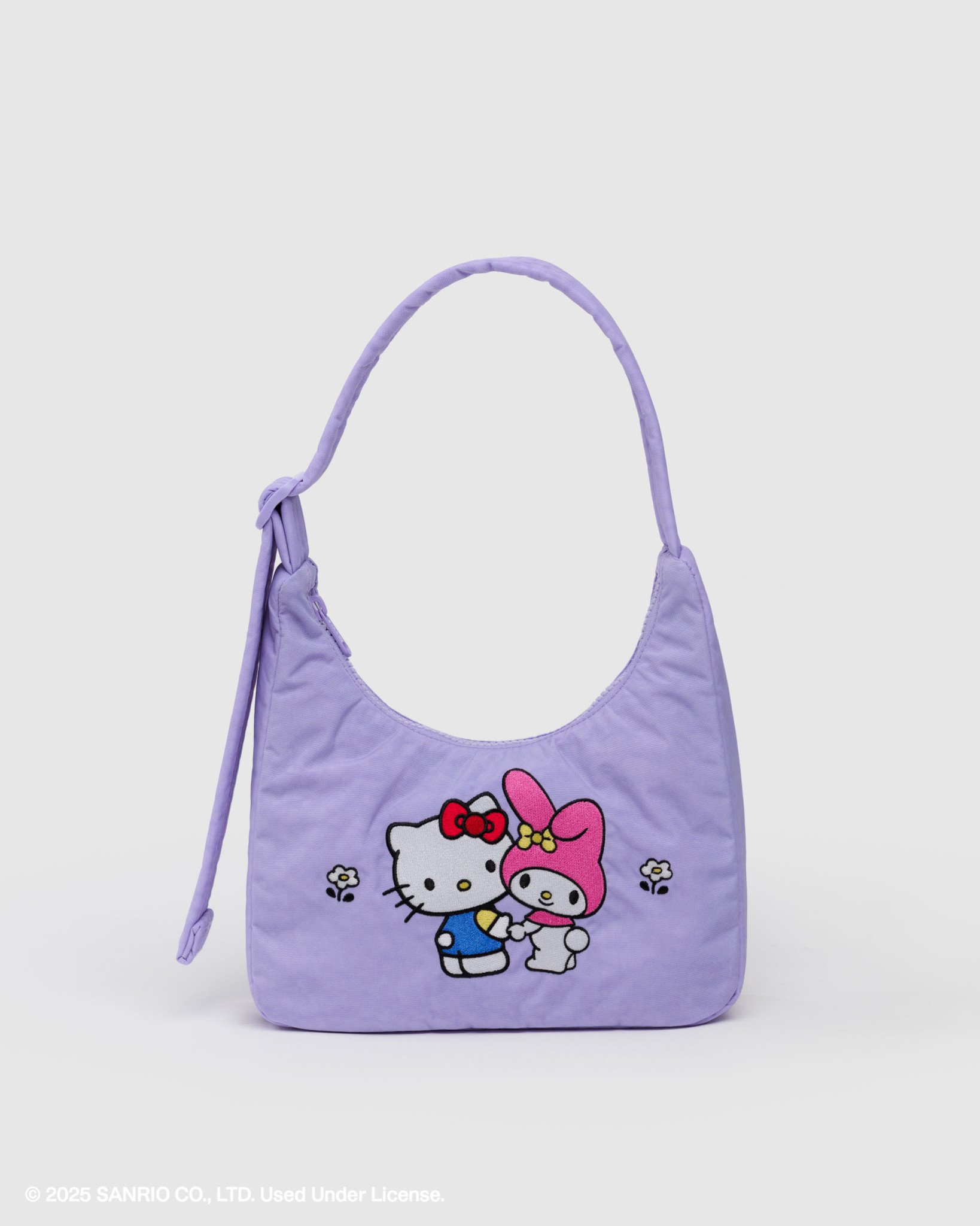 Mini Nylon Shoulder Bag: Embroidered Hello Kitty + My Melody - Image 1