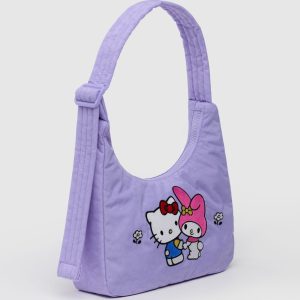 Mini Nylon Shoulder Bag: Embroidered Hello Kitty + My Melody - Image 4