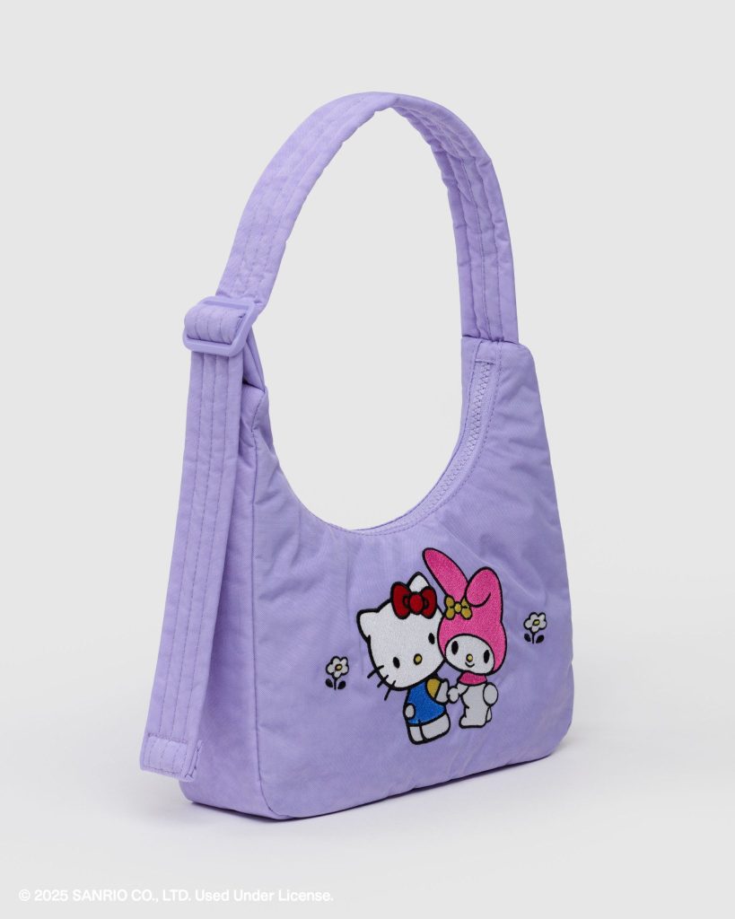 Mini Nylon Shoulder Bag: Embroidered Hello Kitty + My Melody