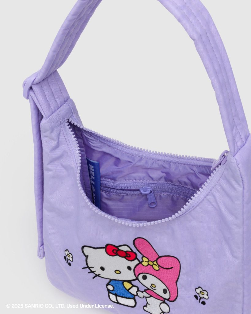 Mini Nylon Shoulder Bag: Embroidered Hello Kitty + My Melody