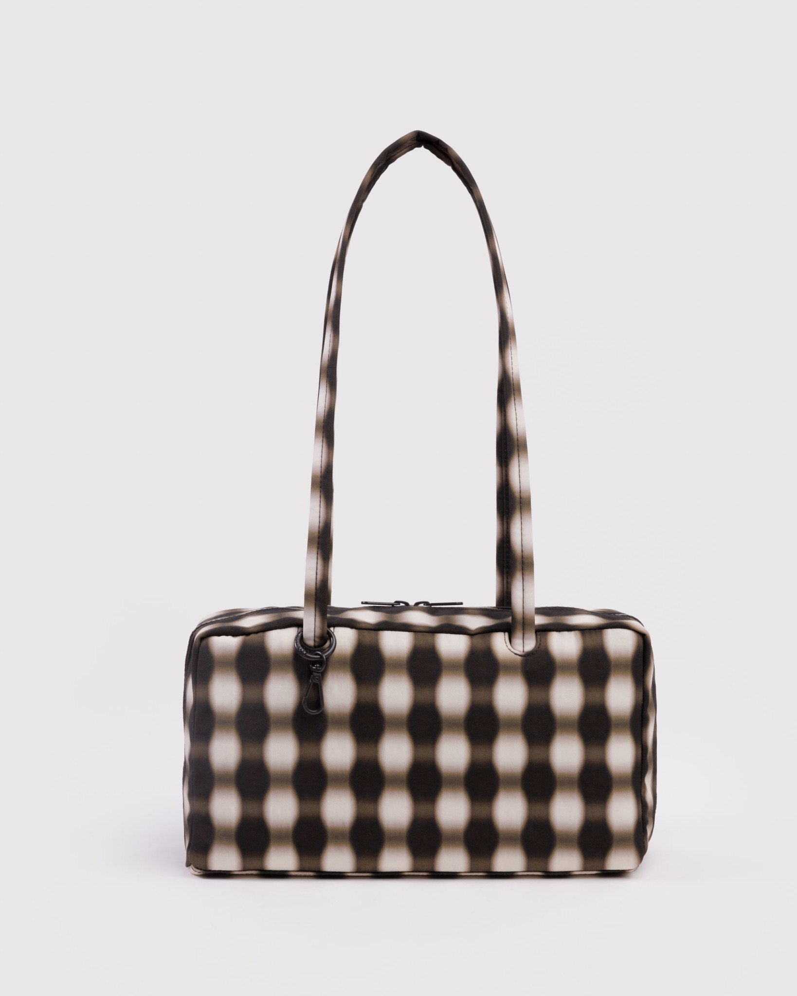Nylon Bowler Bag: Blurred Gingham Brown - Image 1