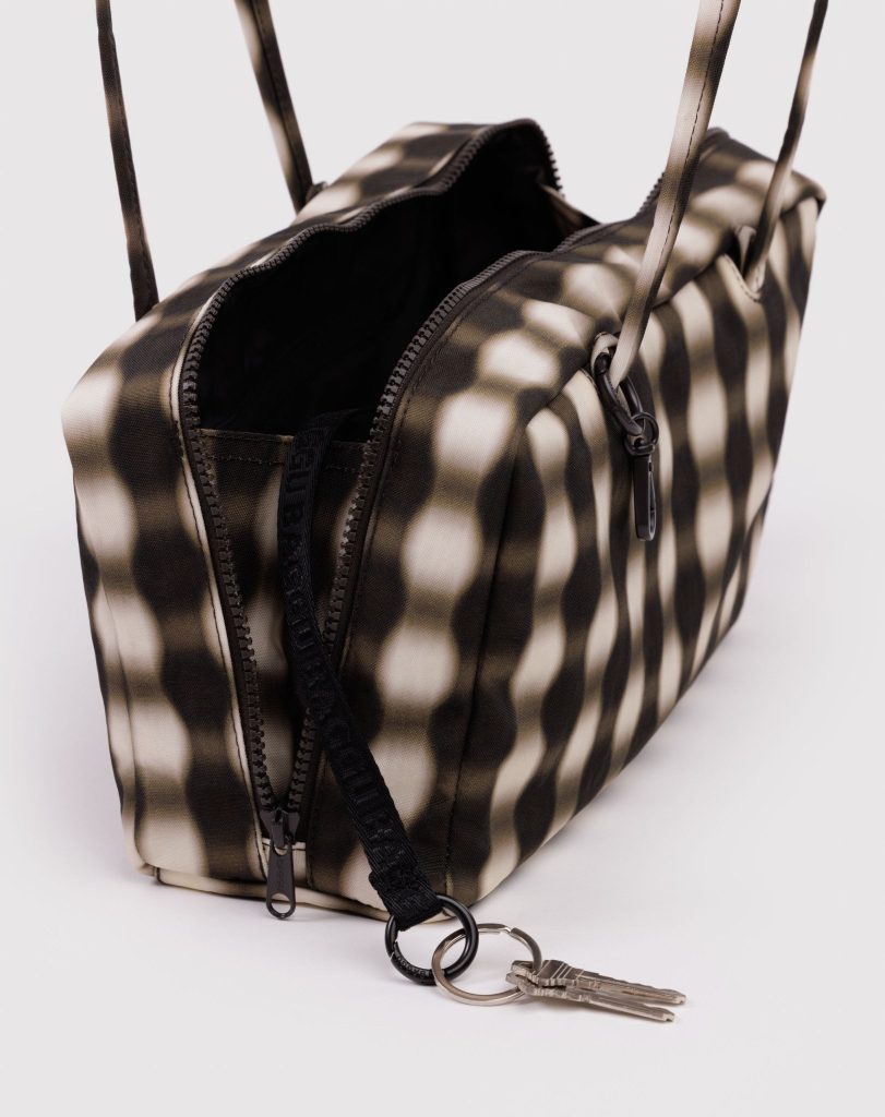 Nylon Bowler Bag: Blurred Gingham Brown