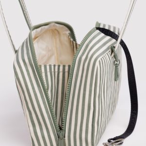 Nylon Bowler Bag: Sage Stripe - Image 2
