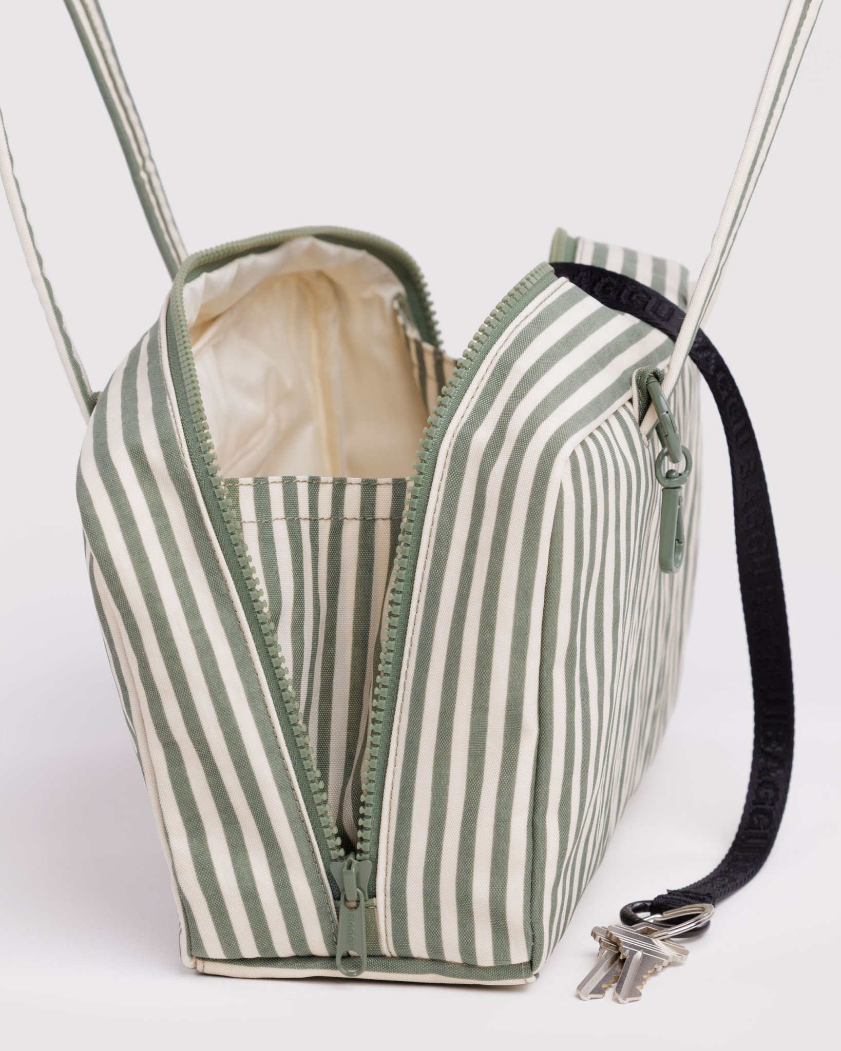 Nylon Bowler Bag: Sage Stripe - Image 2