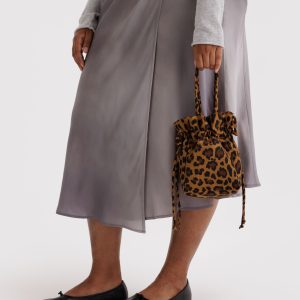 Nylon Drawstring Bag in Leopard - Image 3