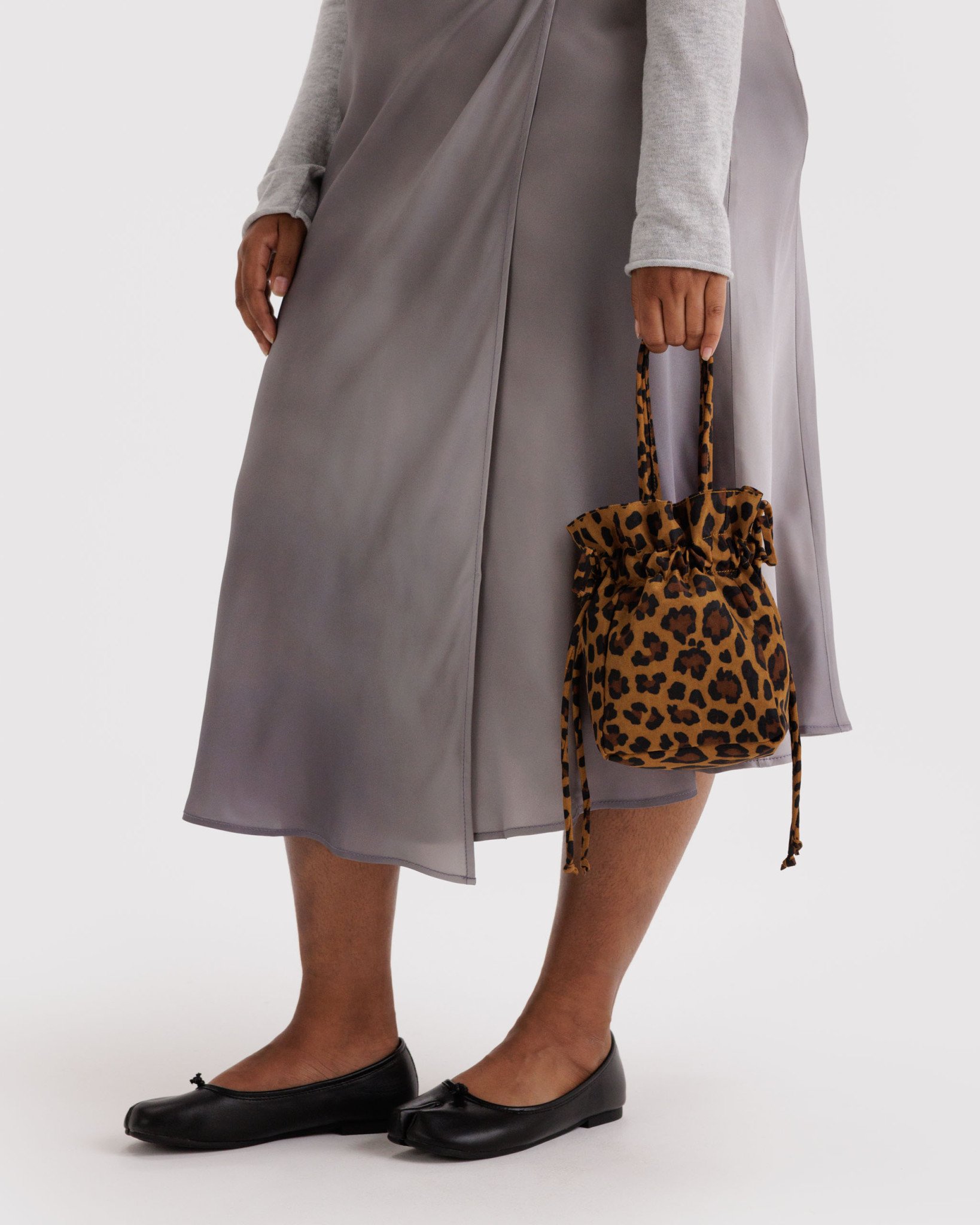 Nylon Drawstring Bag in Leopard - Image 3