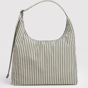 Nylon Shoulder Bag: Sage Stripe - Image 1