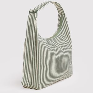Nylon Shoulder Bag: Sage Stripe - Image 3