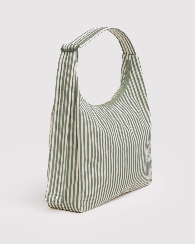 Nylon Shoulder Bag: Sage Stripe