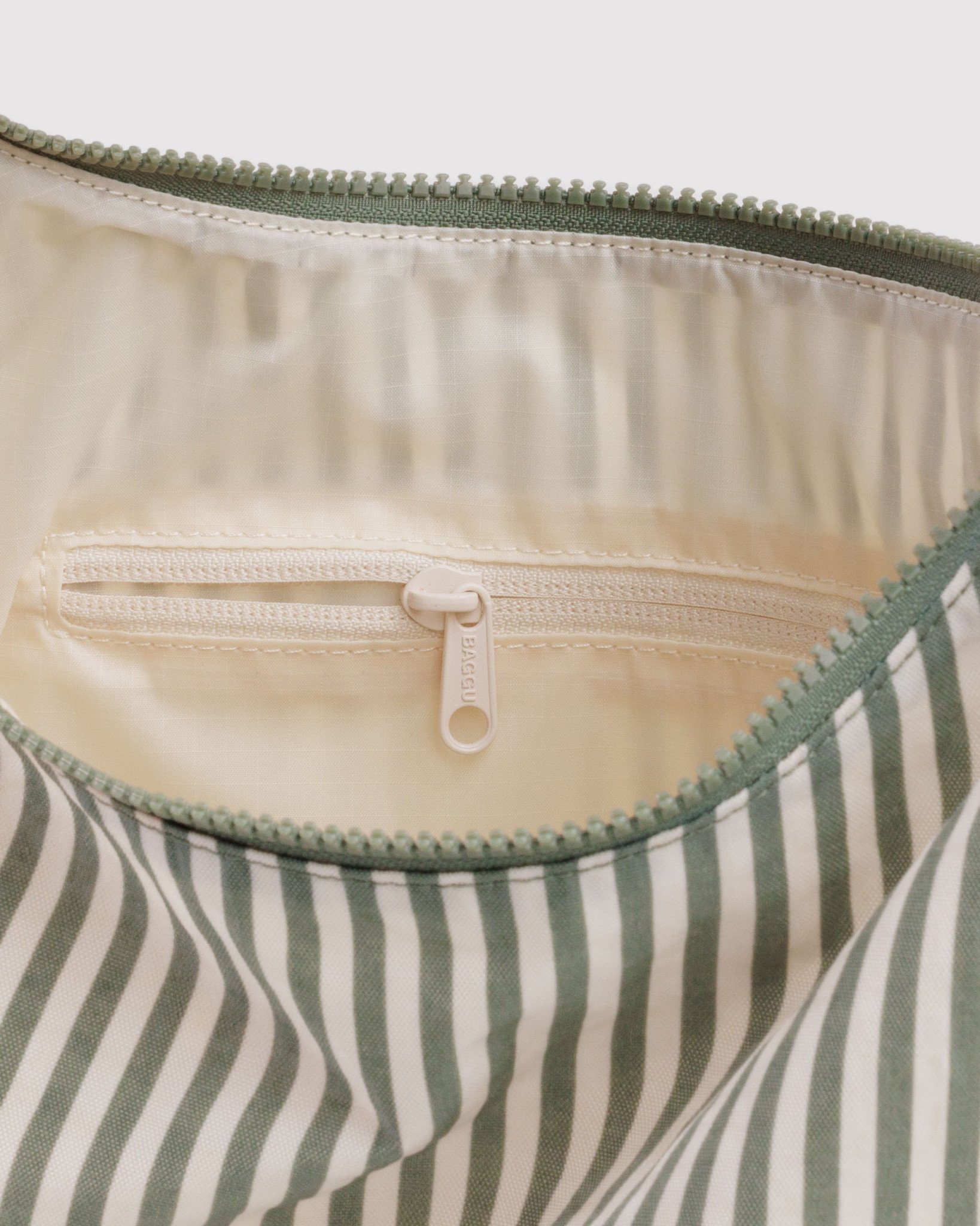 Nylon Shoulder Bag: Sage Stripe - Image 2