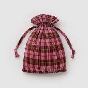 Pleated Baggu: Azalea Pink Tartan - Image 2