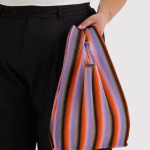 Pleated Baggu: Gradient Stripe Poppy + Lilac - Image 1