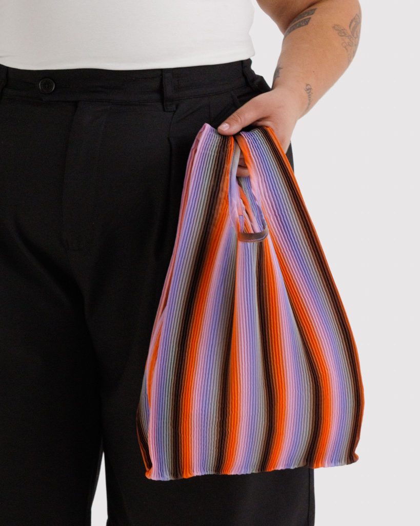Pleated Baggu: Gradient Stripe Poppy + Lilac