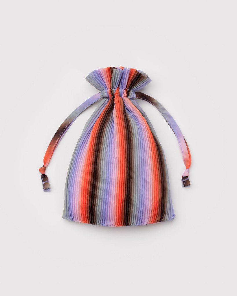 Pleated Baggu: Gradient Stripe Poppy + Lilac