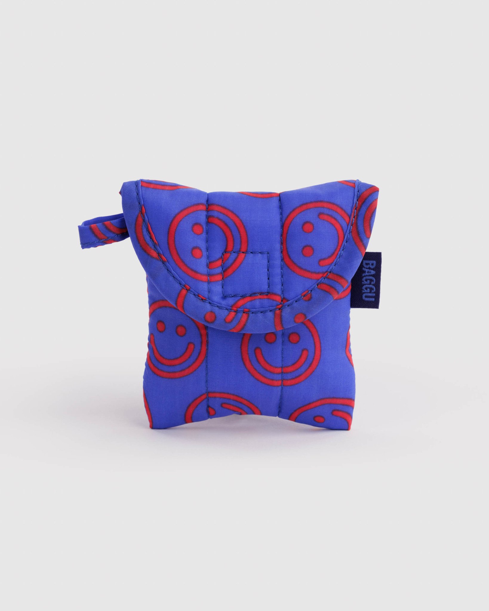 Puffy Ear Bud Case: Mini Cobalt Happy - Image 1