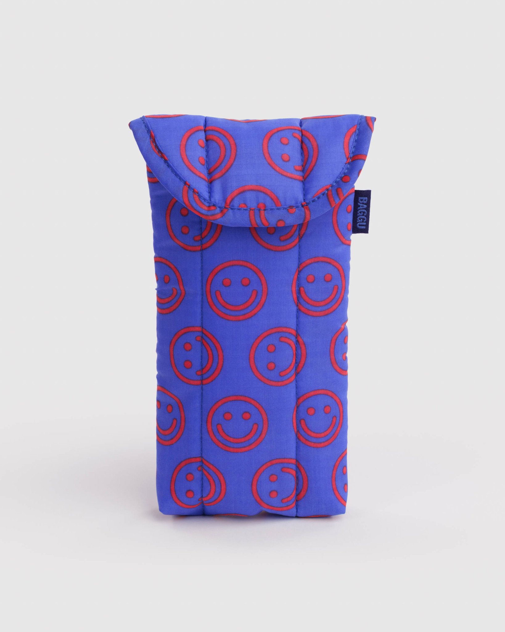 Puffy Glasses Sleeve: Mini Cobalt Happy - Image 1