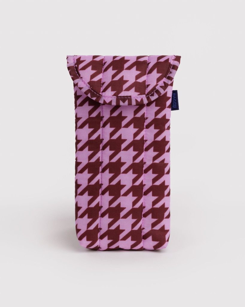 Puffy Glasses Sleeve Pink Houndstooth
